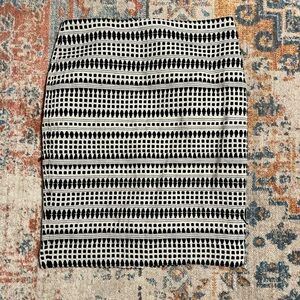 Loft embroidered black and white pencil skirt